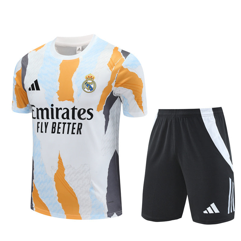 Ensemble d'entrainement real madrid orange et blanc 2024/25