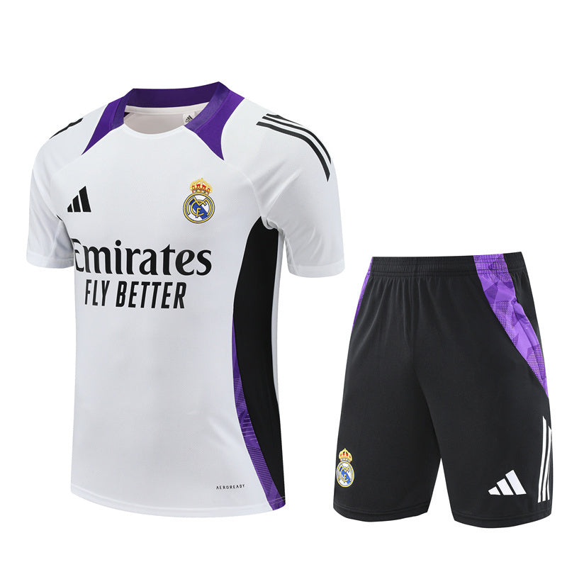 Ensemble d'entrainement real madrid blanc et violet 2024/25
